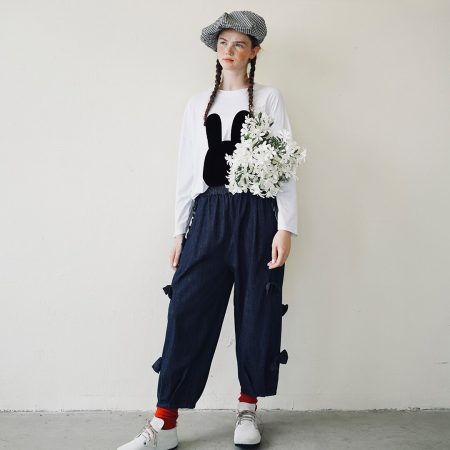 bow jeans loose straight-leg pants