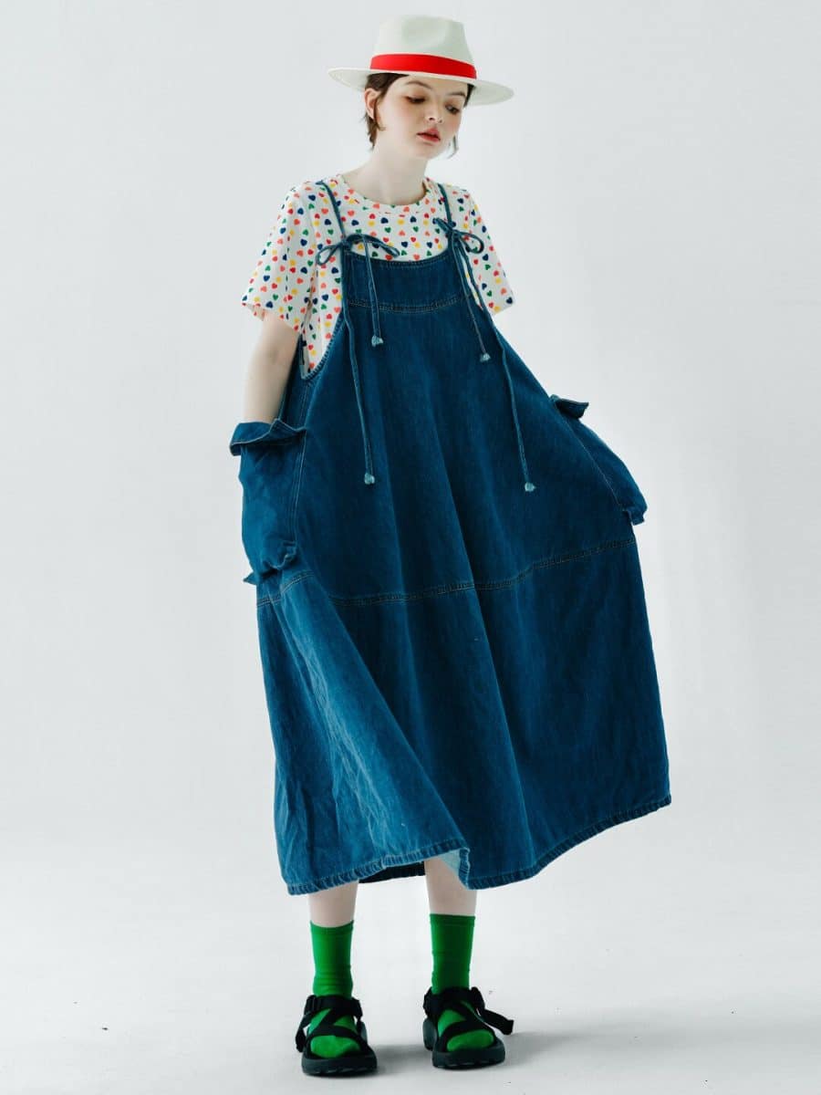 Totokaelo Denim Suspender Skirt