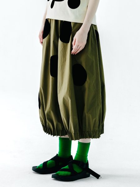 Pleated Pants Army Dot Wave Green