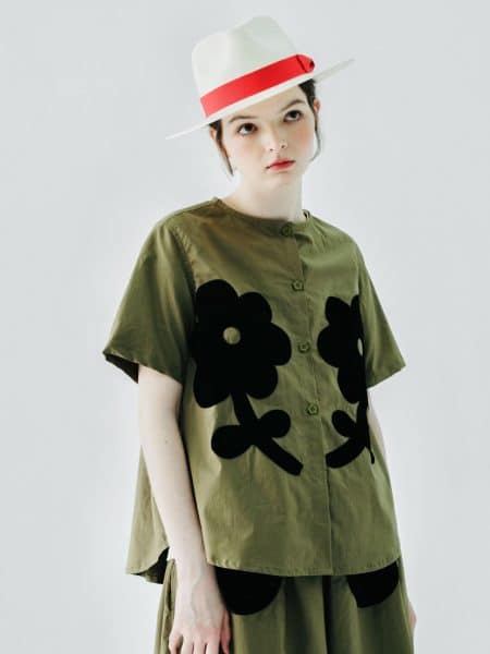 Totokaelo Floral Fusion Army Green Blouse