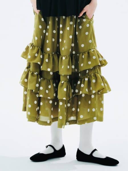Totokaelo: Polka-dot Lace Skirt Collection ,White Polka-dot Lace A-line skirt
