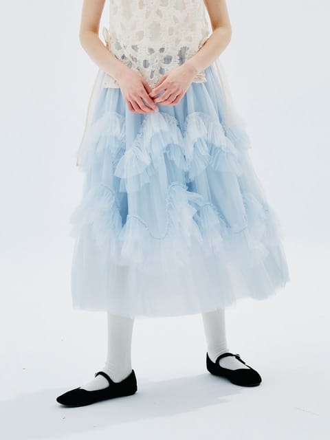 今週限定　lig. tulle skirt Can't Let Go Dots Mesh Tulle Skirt in Cream - Retro, Indie