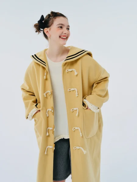 Totokaelo Original Navy Woolen Coat – Winter's Chic Essential for Women