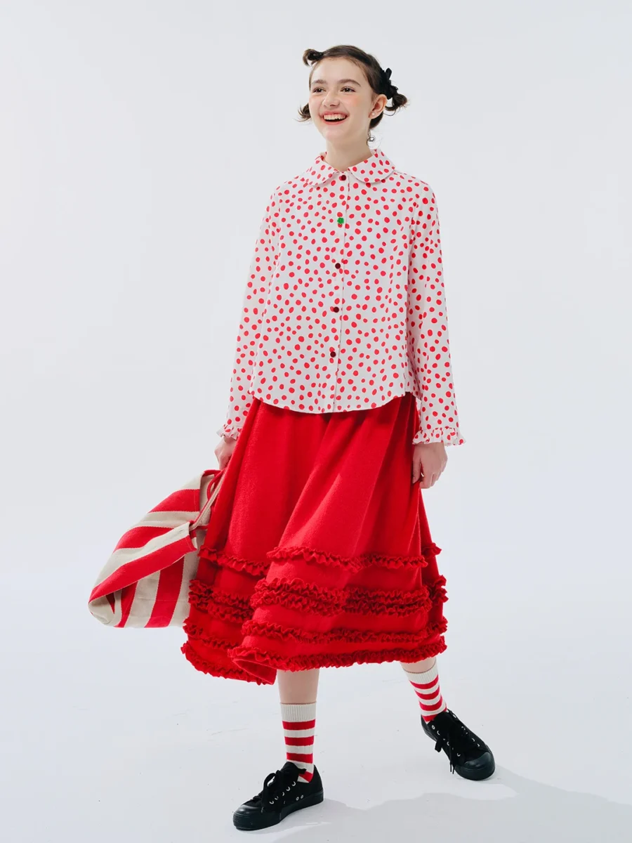 X Creative Brand Polka Dot Shirt Pure Cotton Spring Style